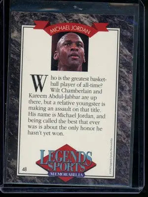 1991 Legends Sports Memorabilia Michael Jordan #48 Red Insert Basketball