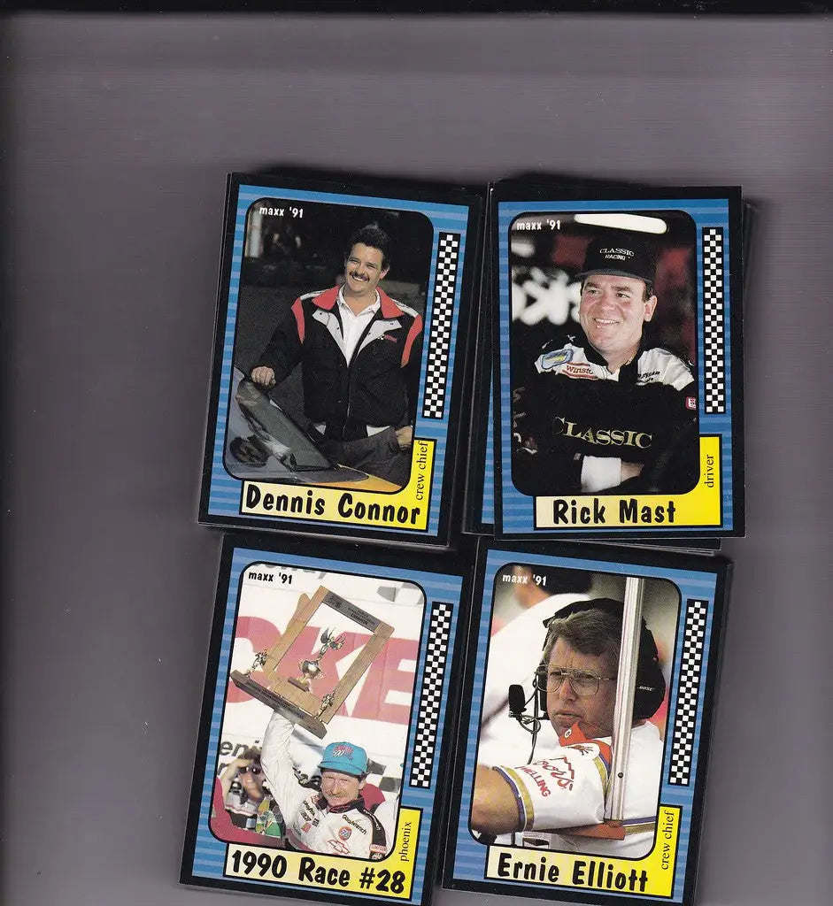 Collection of vintage Maxx Race Cards showcasing famous NASCAR drivers