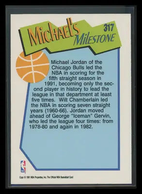 1991 NBA Hoops Michael Jordan #317 Basketball