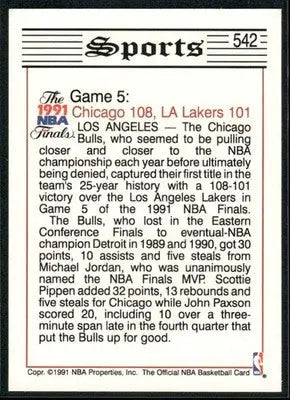 1991 NBA Hoops Tribune Magic Johnson Jordan Pippen Paxson #542 Basketball - Basketball Card Single
