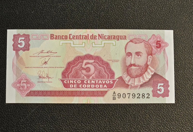 1991 Nicaragua 5 Centavos de Cordoba Banknote - UNC - Pick 168a - Hernandez - Coins & Currency