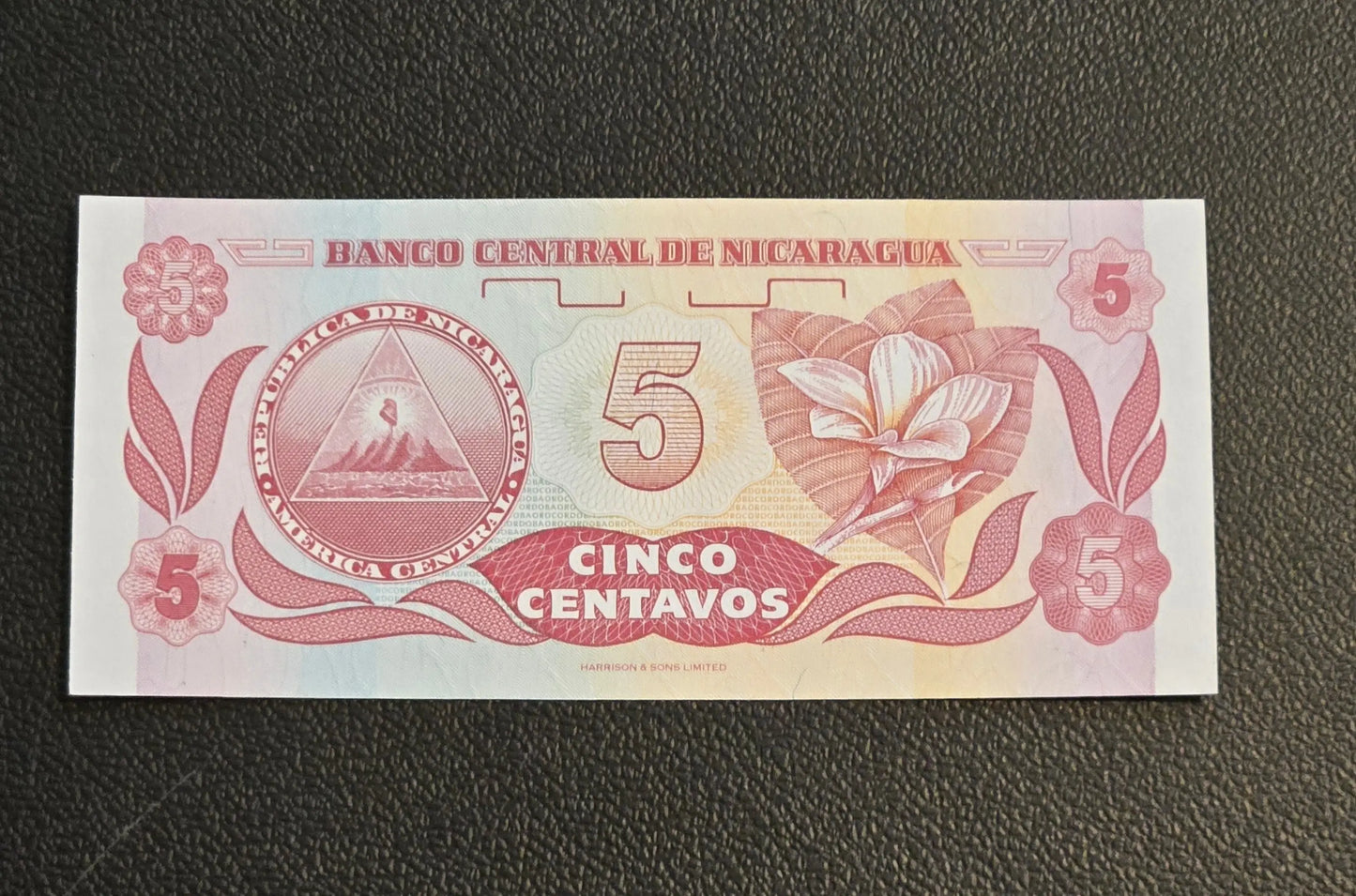 1991 Nicaragua 5 Centavos de Cordoba Banknote - UNC - Pick 168a - Hernandez - Coins & Currency