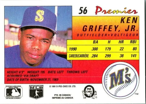 1991 O-Pee-Chee Premeir #56 Ken Griffey Jr. NM-MT Mariners ID:81995 - Baseball Card Single