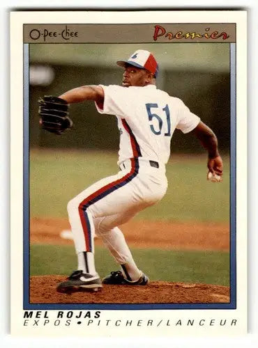 Original gloss Mel Rojas Montreal baseball card from 1991 O-Pee-Chee Premier Rojas Montreal Expos