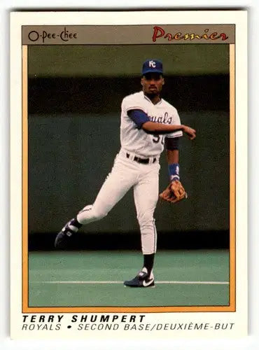 Original gloss Terry Shumpert Kansas baseball card from 1991 O-Pee-Chee Premier