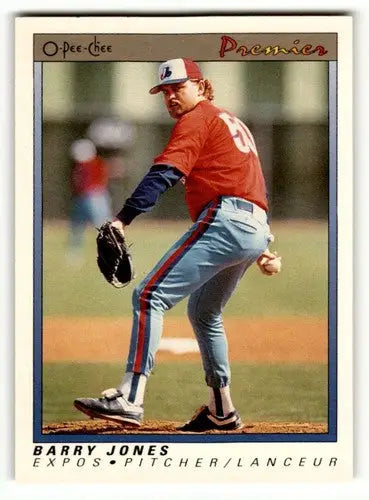 Original gloss Barry Jones Montreal Expos baseball card from 1991 O-Pee-Chee Premier