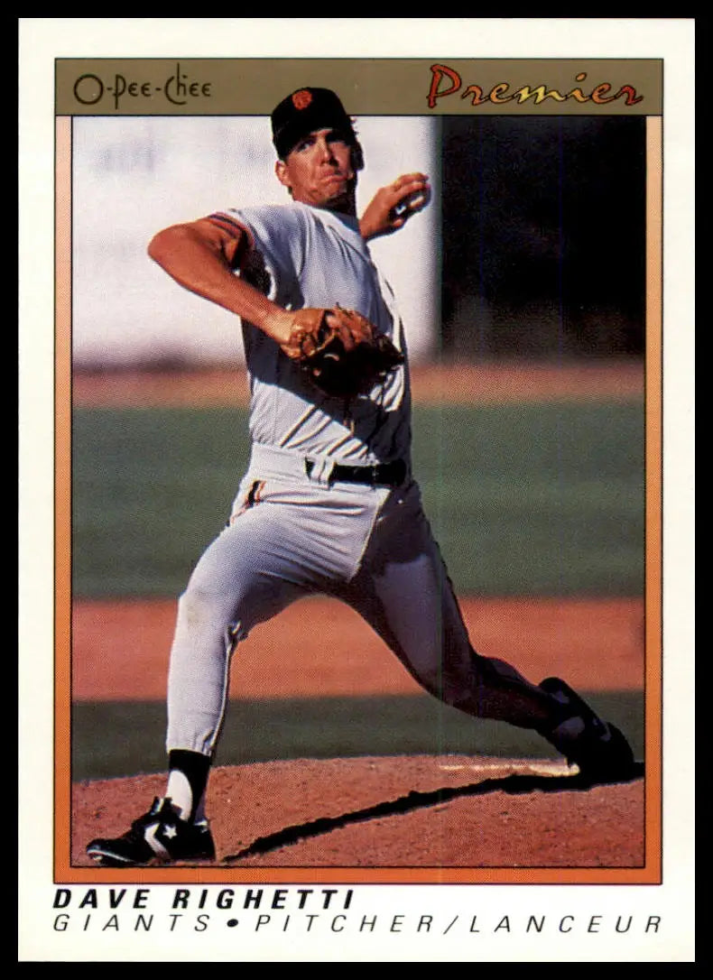 1991 O-Pee-Chee Premier Dave Righetti 99 San Francisco Giants NM - Baseball Card Single