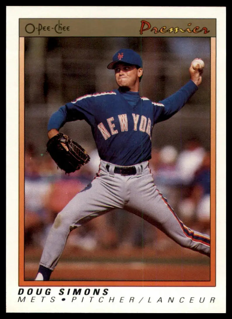 1991 O-Pee-Chee Premier Doug Simons RC 110 New York Mets NM - Baseball Card Single