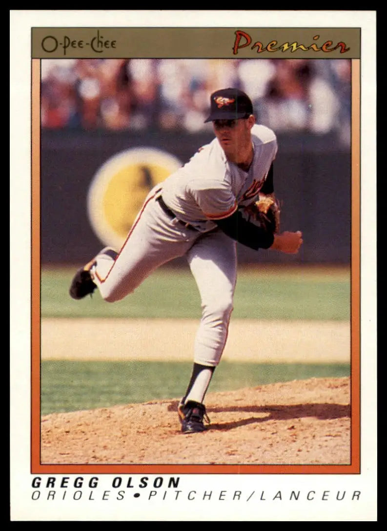 1991 O-Pee-Chee Premier Gregg Olson 93 Baltimore Orioles NM - Baseball Card Single