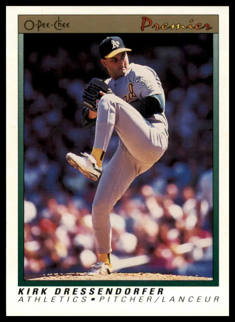 1991 O-Pee-Chee Premier Kirk Dressendorfer RC 36 Oakland Athletics NM - Baseball Card Single