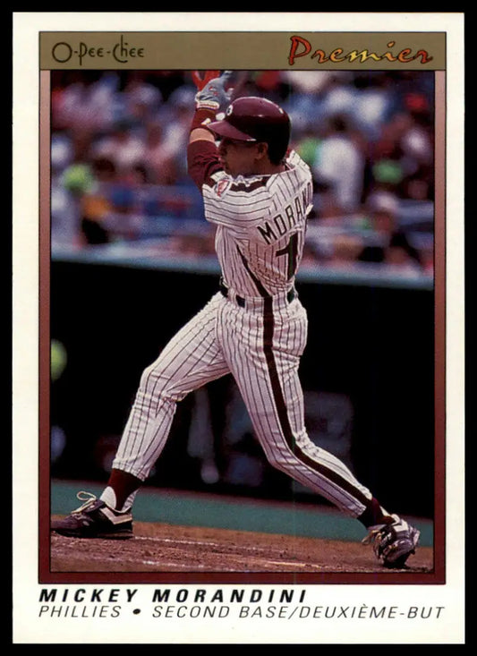 1991 O-Pee-Chee Premier Mickey Morandini 83 Philadelphia Phillies NM - Baseball Card Single