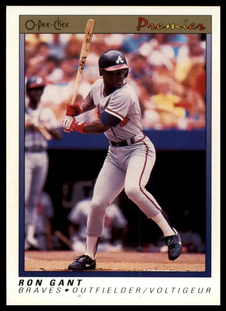 1991 O-Pee-Chee Premier Ron Gant 49 Atlanta Braves NM - Baseball Card Single