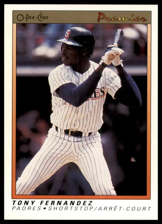 1991 O-Pee-Chee Premier Tony Fernandez 43 San Diego Padres NM - Baseball Card Single