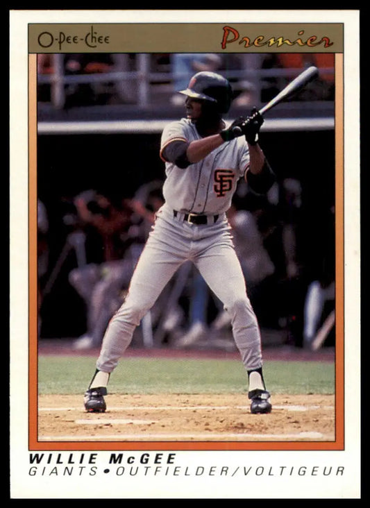 1991 O-Pee-Chee Premier Willie McGee 78 San Francisco Giants NM - Baseball Card Single
