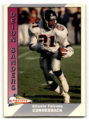 Original gloss Deion Sanders football card from 1991 Pacific Falcons collection