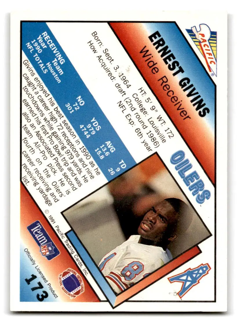 1991 Pacific #173 Ernest Givins - Football Card Single