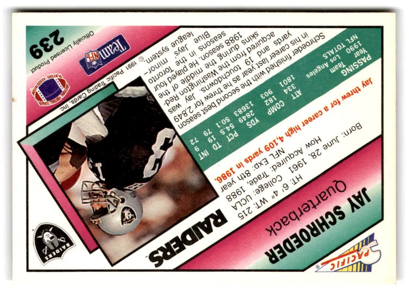 1991 Pacific #239 Jay Schroeder - Football Card Single