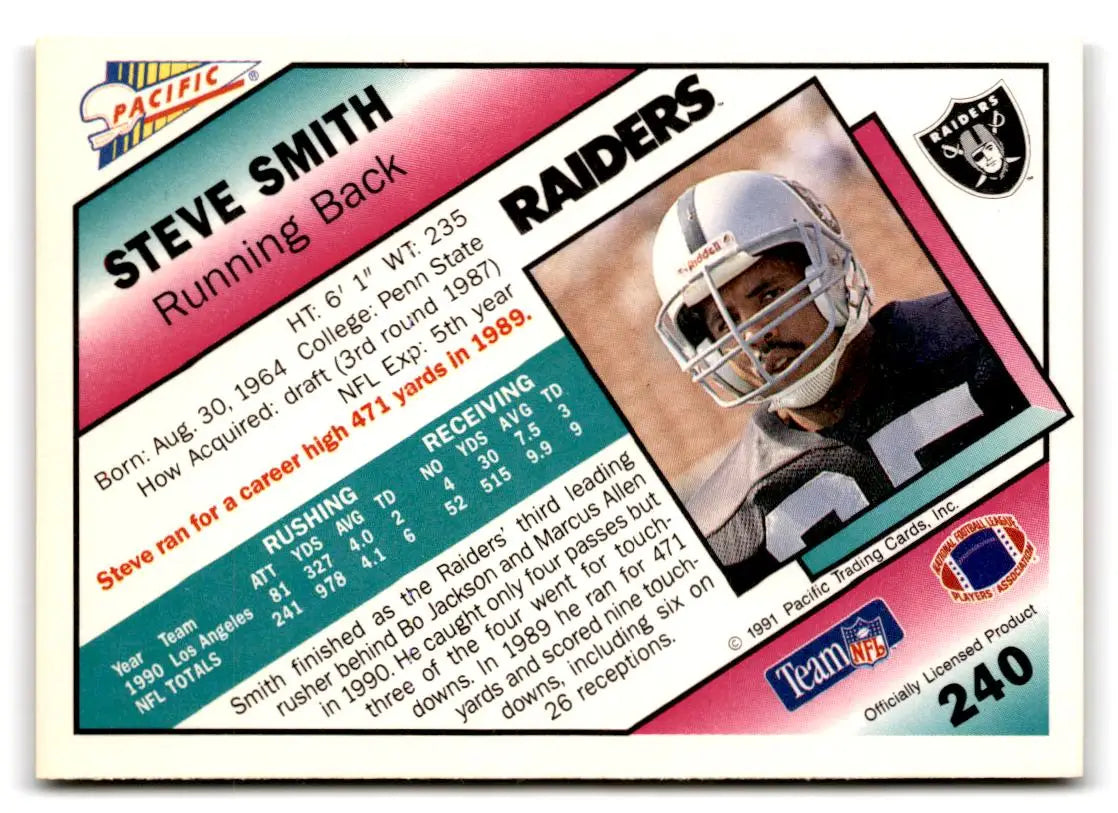 1991 Pacific #240 Steve Smith - Football Card Single