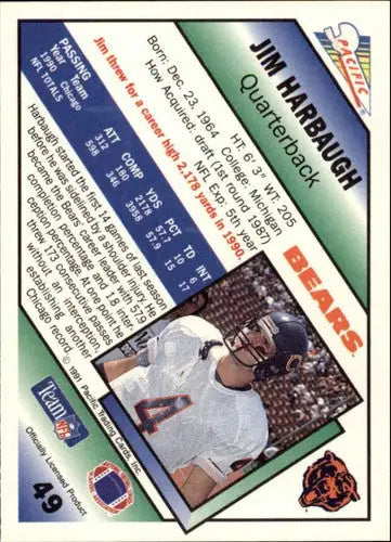 Original gloss Jim Harbaugh football card from 1991 Pacific #49 Simply Sandoval