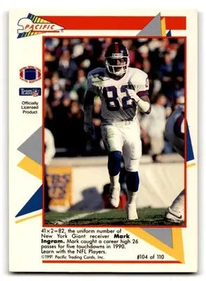 1991 Pacific Flash Cards #104 Mark Ingram - Football Card Single
