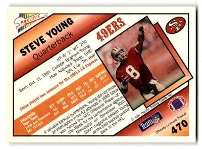 1991 Pacific Football Steve Young #470 San Francisco 49ers - Football Card Single