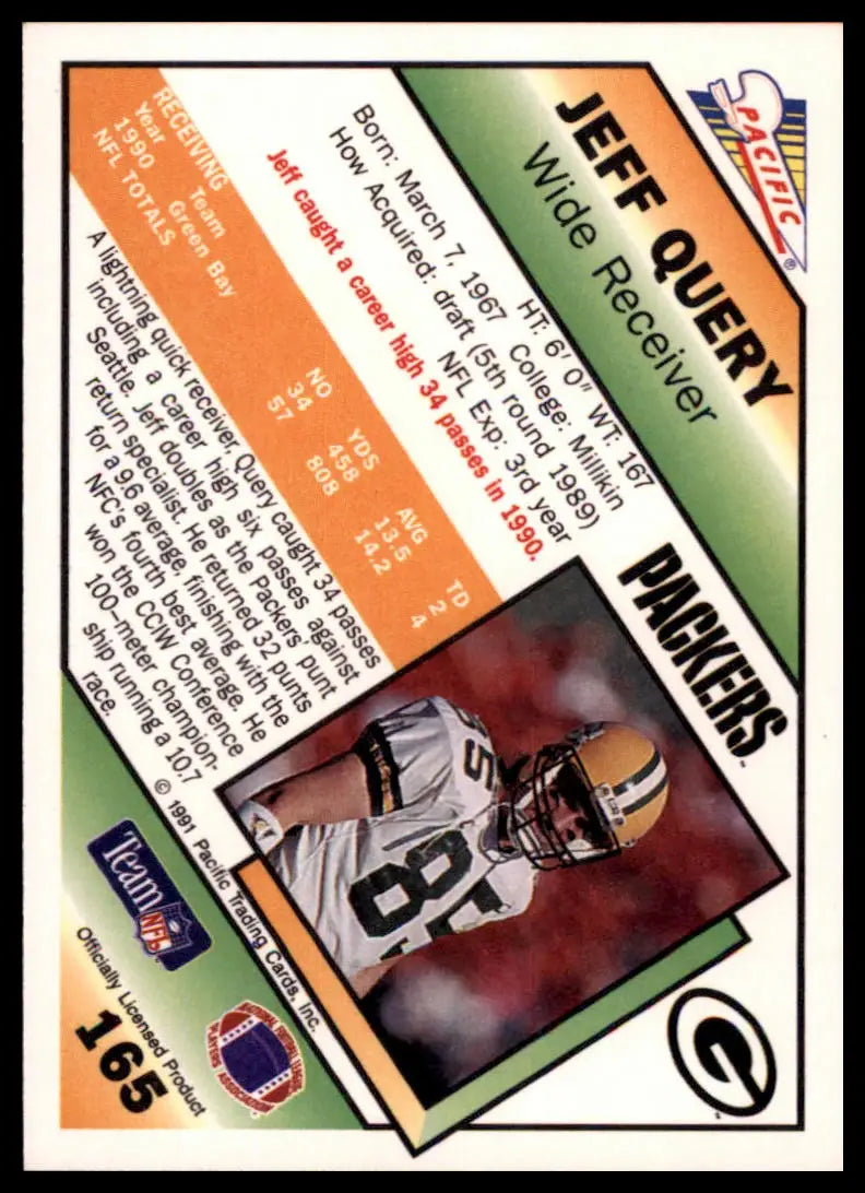 1991 Pacific Jeff Query 165 Green Bay Packers NM - Football Card Single