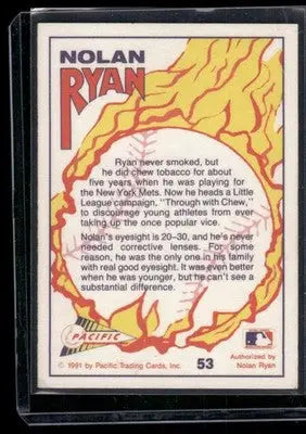1991 Pacific Nolan Ryan #53 Baseball - Baseball Card Single