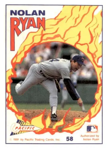 Pacific Nolan Ryan baseball card featuring Nolan Ryan Texas Express pitching in 1989 All-Star game