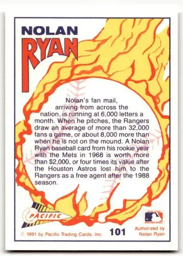 1991 Pacific Ryan Texas Express I #101 Fans’ Favorite NM-MT Rangers ID:42839 - Baseball Card Single