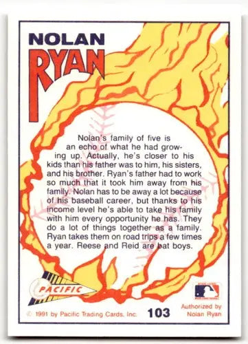 Pacific Ryan Texas baseball card featuring Nolan Ryan Texas Express from 1991 Pacific series
