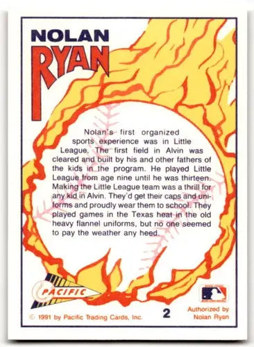 Pacific Ryan Texas baseball card featuring Nolan Ryan from the Ryan Texas Express set