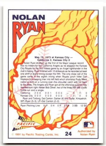 1991 Pacific Ryan Texas Express I #24 No-Hitter Number 1 NM-MT Angels ID:42806 - Baseball Card Single