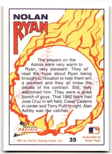 Pacific Ryan Texas baseball card featuring Nolan Ryan Texas Express Astros NM-MT