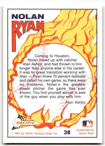 Nolan Ryan baseball card from 1991 Pacific Ryan Texas Express series featuring top power pitcher