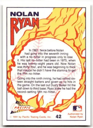 Original gloss Nolan Ryan baseball card from Pacific Ryan Texas Express series