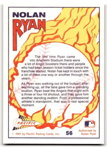 Nolan Ryan baseball card from Pacific Ryan Texas series in 1991 Pacific Ryan Texas Express collection