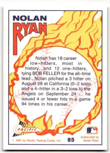 Pacific Ryan Texas baseball card featuring Nolan Ryan from the Ryan Texas Express series