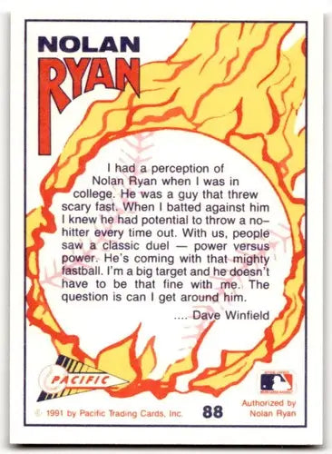 Nolan Ryan baseball card from 1991 Pacific Ryan Texas Express series in NM-MT condition