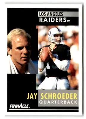 Jay Schroeder football card from 1991 Pinnacle featuring Los Angeles Raiders player
