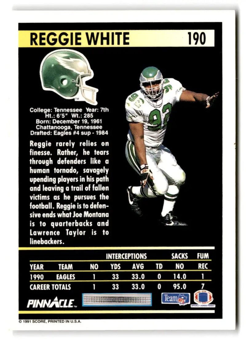 1991 Pinnacle #190 Reggie White - Football Card Single