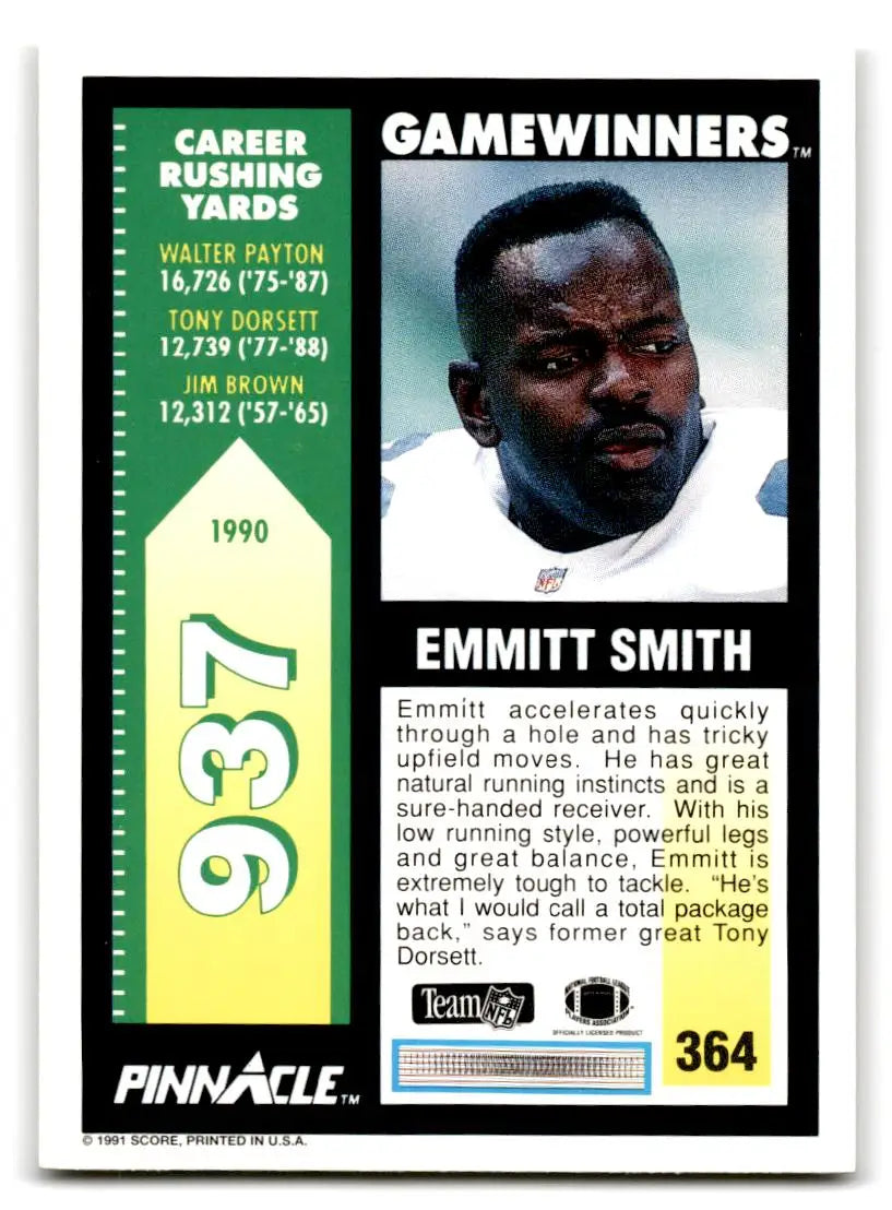 1991 Pinnacle #364 Emmitt Smith - Football Card Single