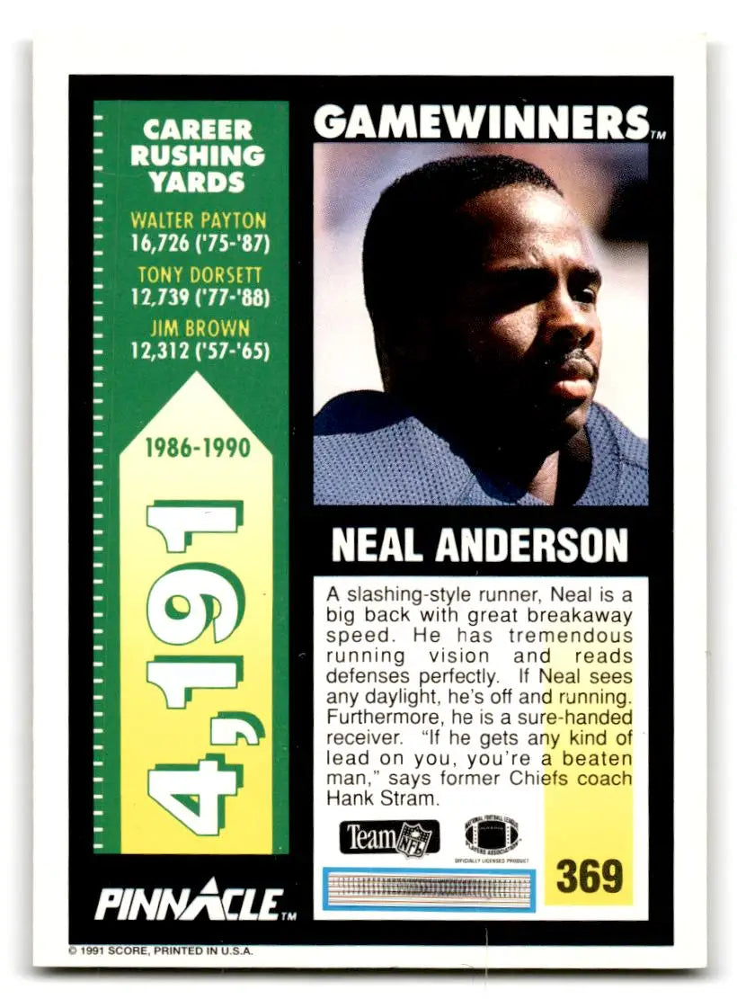 1991 Pinnacle #369 Neal Anderson - Football Card Single