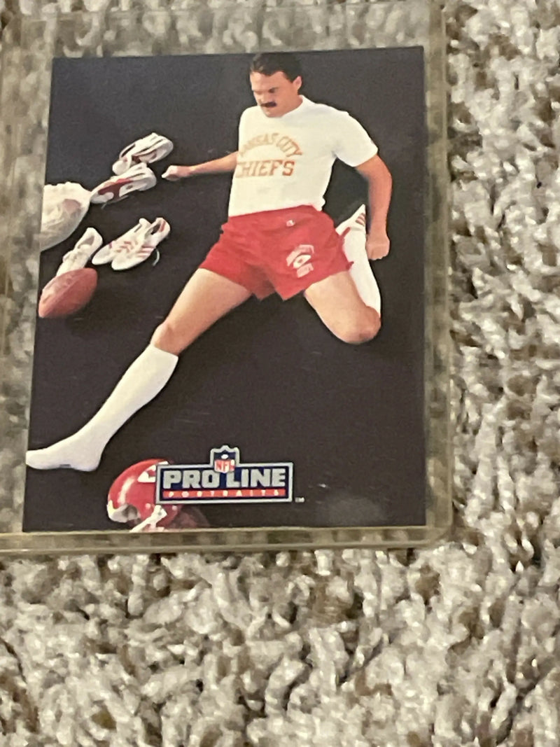 NFL Pro Line trading card of Kansas City Chiefs kicker Nick Lowery in action
