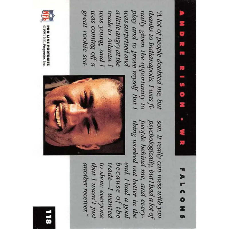 1991 Pro Line Portraits #118 Andre Rison EX-NM Atlanta Falcons Football Card - Football Card Single