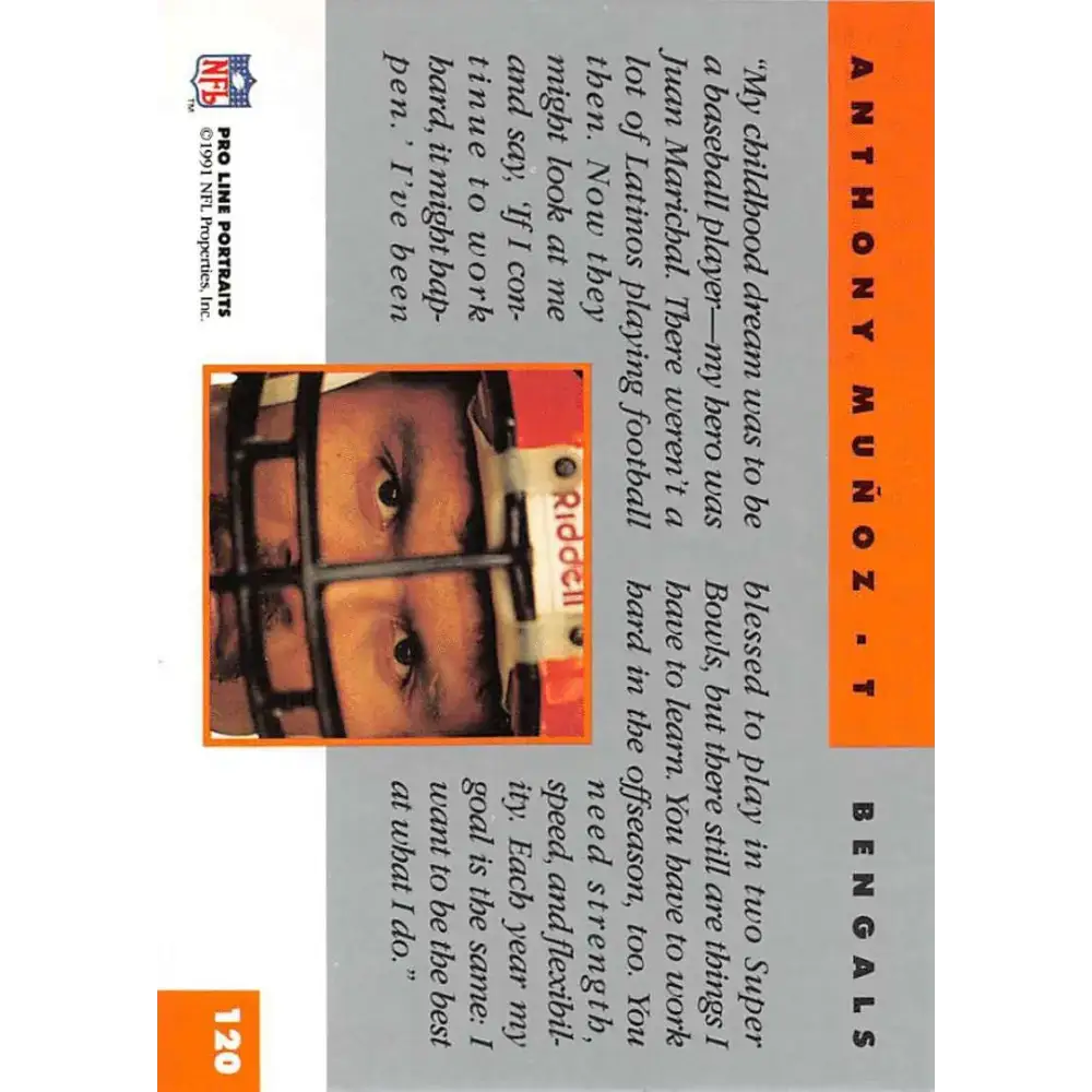 1991 Pro Line Portraits #120 Anthony Munoz EX-NM Cincinnati Bengals Football Card - Football Card Single