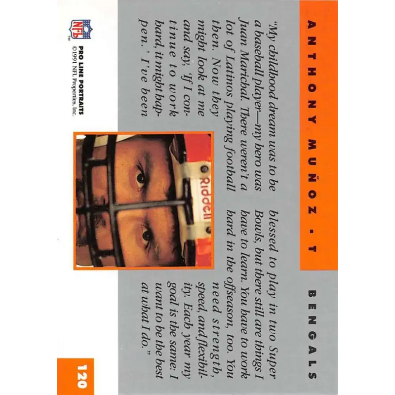 1991 Pro Line Portraits #120 Anthony Munoz EX-NM Cincinnati Bengals Football Card - Football Card Single