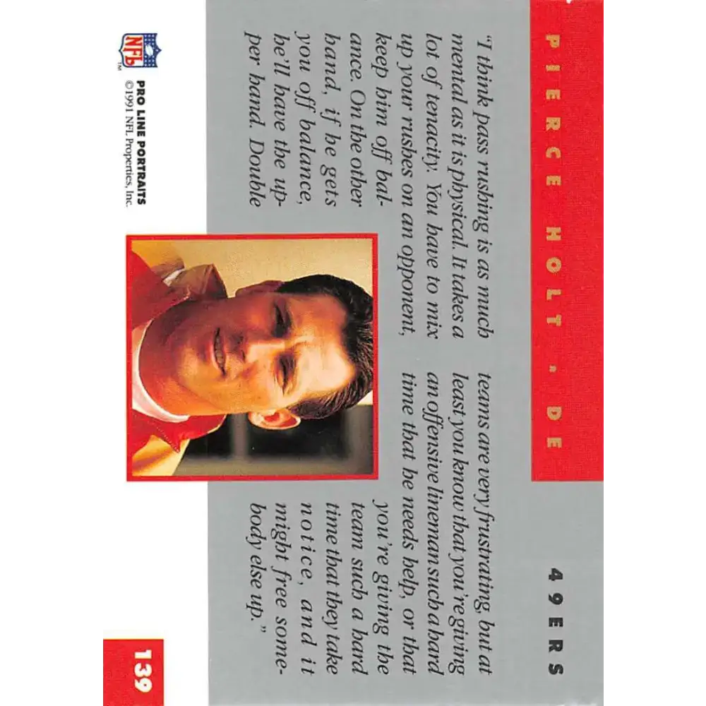 1991 Pro Line Portraits #139 Pierce Holt EX-NM San Francisco 49ers Football Card - Football Card Single