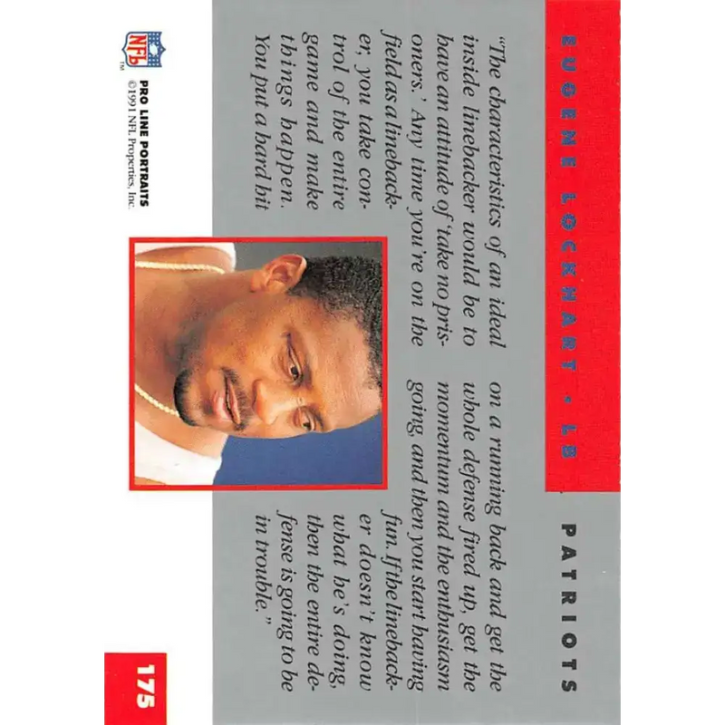1991 Pro Line Portraits #175 Eugene Lockhart EX-NM New England Patriots Football Card - Football Card Single