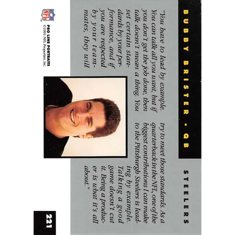 1991 Pro Line Portraits #221 Bubby Brister EX-NM Pittsburgh Steelers Football Card - Football Card Single