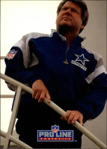 Dallas Cowboys jacket from 1991 Pro Line Portraits featuring Jimmy Johnson in original gloss